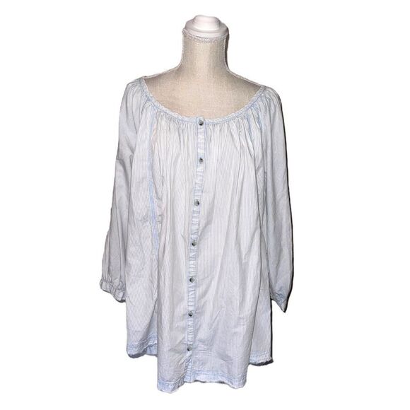 Free People Oxford Swing Tunic In Light Blue Combo - Picture 2 of 12